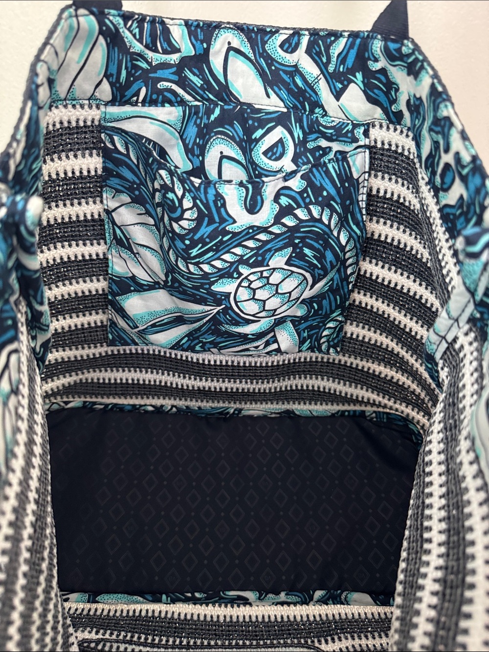 Vera Bradley Striped Navy & White Sailboat Tote Bag - Picture 5 of 5